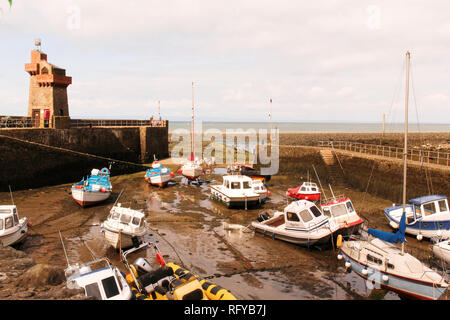 Lynmouth, Devon, England, 13 August 2018: Historic fishing harbour at Lynmouth in Exmoor National Park, Devon, England Stock Photo