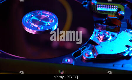 Closeup view on HDD hardware without cover Stock Photo
