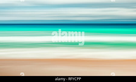 Empty sea and beach background with copy space, Long exposure, blur motion blue abstract vintage tinted gradient background Stock Photo