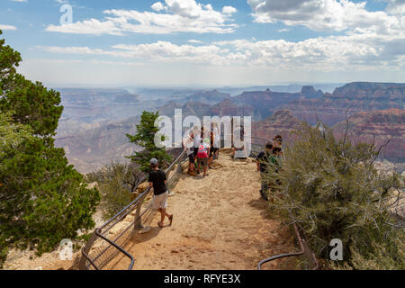 Tourists at lookout on Point Imperial, Grand Canyon North Rim, Arizona, United States. Stock Photo