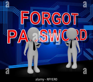 Forgot Password Sign Shows Login Authentication Invalid. remember Login Security Verification - 3d Illustration Stock Photo