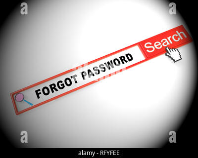 Forgot Password Search Shows Login Authentication Invalid. remember Login Security Verification - 3d Illustration Stock Photo