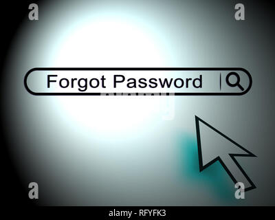 Forgot Password Search Shows Login Authentication Invalid. remember Login Security Verification - 3d Illustration Stock Photo