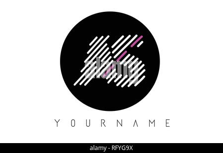 AS Letter Logo Design with White Lines and Black Circle Vector Illustration Stock Vector
