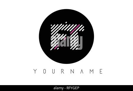 FT F T white and pink Letter Logo with Swoosh and Curved Lines Stock ...