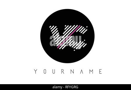 VC Letter Logo With Black Lines Design. Line Letter Symbol Vector ...