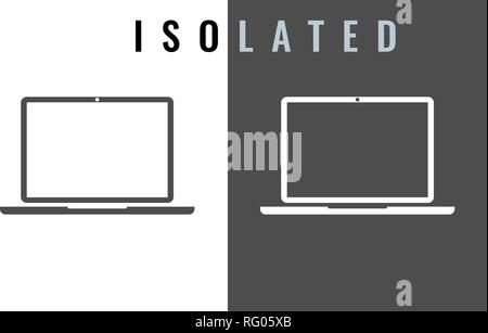 Laptop icon. Black and white color vector illustration. Stock Vector