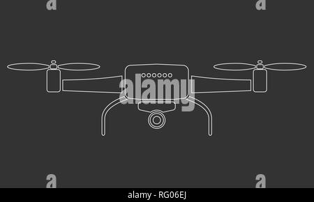 Drone or quadrocopter aerial camera icon with line art style. Vector Illustration. Stock Vector