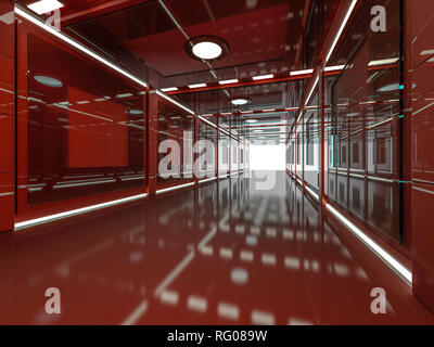 Abstract modern red architecture background, empty open space interior. 3D rendering Stock Photo