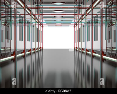 Abstract modern red architecture background, empty open space interior. 3D rendering Stock Photo