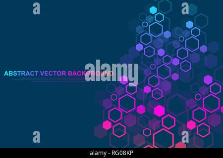 Hexagonal geometric background. Hexagons genetic and social network. Future geometric template. Business presentation for your design and text Stock Vector