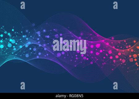 Scientific molecule background for medicine, science, technology, chemistry. Wallpaper or banner with a DNA molecules. Vector geometric dynamic Stock Vector