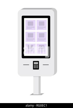 Payment and information electronic terminal with touch screen. ATM. Self-service terminal. Vector illustration in flat style Stock Vector