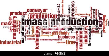 Mass production word cloud concept. Vector illustration Stock Vector