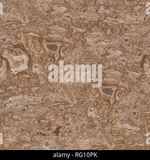 Natural travertine stone texture. Seamless square background, tile ready. Stock Photo