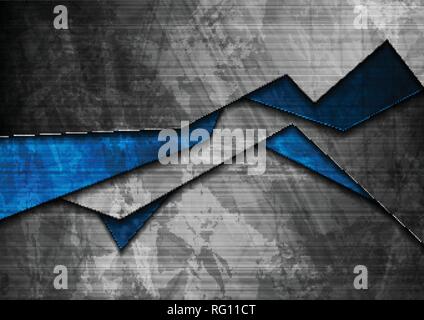 Grunge tech material contrast blue and dark grey corporate texture background. Vector illustration Stock Vector