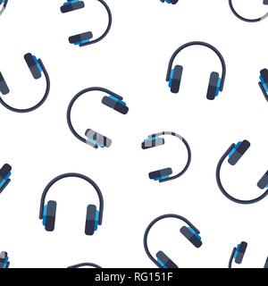Headphone headset icon seamless pattern background. Headphones vector illustration. Audio gadget symbol pattern. Stock Vector