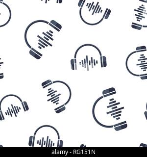 Headphone headset icon seamless pattern background. Headphones vector illustration. Audio gadget symbol pattern. Stock Vector