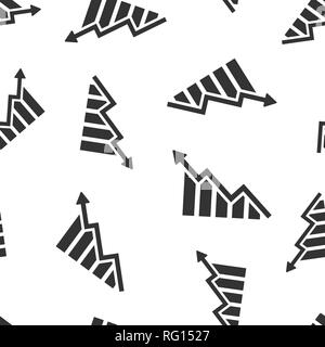 Growing bar graph icon seamless pattern background. Increase arrow vector illustration. Infographic progress symbol pattern. Stock Vector