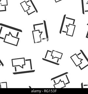 Online training process icon seamless pattern background. Webinar seminar vector illustration. E-learning symbol pattern. Stock Vector