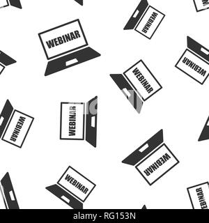 Online training process icon seamless pattern background. Webinar seminar vector illustration. E-learning symbol pattern. Stock Vector