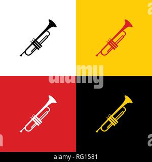 Musical instrument Trumpet sign. Vector. Icons of german flag on corresponding colors as background. Stock Vector