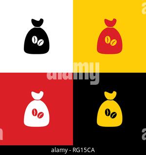 Coffee bag Icon. Coffee bag. Coffee bag Icon Button. Vector. Icons of german flag on corresponding colors as background. Stock Vector