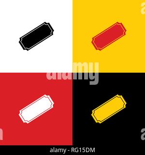Ticket sign illustration. Vector. Icons of german flag on corresponding colors as background. Stock Vector