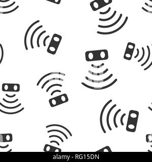 Motion sensor icon seamless pattern background. Sensor waves vector illustration. Security connection symbol pattern. Stock Vector