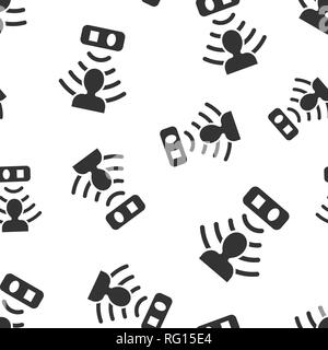 Motion sensor icon seamless pattern background. Sensor waves with man vector illustration. People security connection symbol pattern. Stock Vector