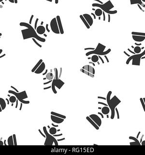 Motion sensor icon seamless pattern background. Sensor waves with man vector illustration. People security connection symbol pattern. Stock Vector