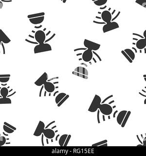 Motion sensor icon seamless pattern background. Sensor waves with man vector illustration. People security connection symbol pattern. Stock Vector
