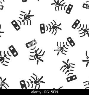 Motion sensor icon seamless pattern background. Sensor waves with man vector illustration. People security connection symbol pattern. Stock Vector