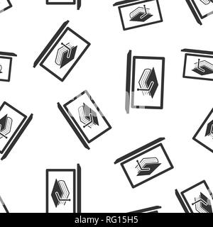 Elearning education icon seamless pattern background. Study vector illustration. Laptop computer online training symbol pattern. Stock Vector