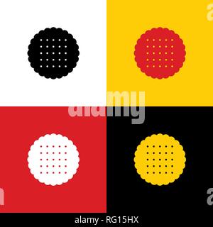 Round biscuit sign. Vector. Icons of german flag on corresponding colors as background. Stock Vector
