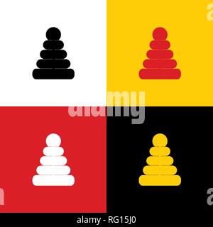 Pyramid sign illustration. Vector. Icons of german flag on corresponding colors as background. Stock Vector