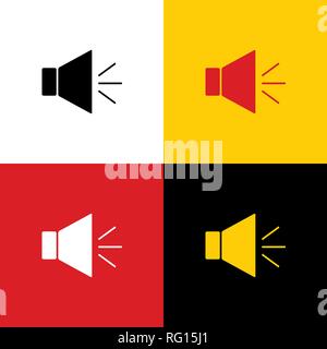Sound sign illustration with mute mark. Vector. Icons of german flag on corresponding colors as background. Stock Vector