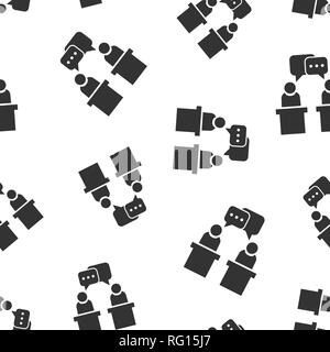 Politic debate icon seamless pattern background. Presidential debates vector illustration. Businessman discussion symbol pattern. Stock Vector