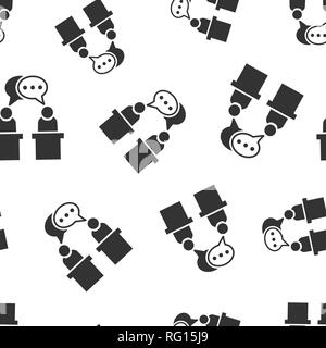 Politic debate icon seamless pattern background. Presidential debates vector illustration. Businessman discussion symbol pattern. Stock Vector