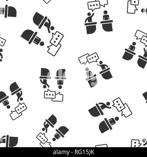 Politic debate icon seamless pattern background. Presidential debates vector illustration. Businessman discussion symbol pattern. Stock Vector