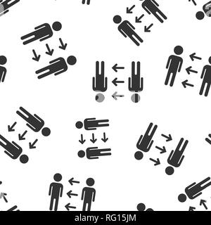 People referral icon seamless pattern background. Business communication vector illustration. Reference teamwork symbol pattern. Stock Vector