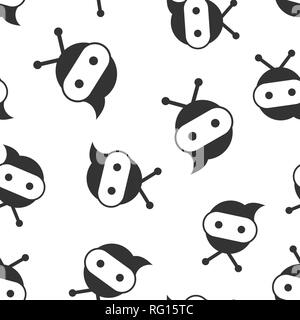 Cute robot chatbot icon seamless pattern background. Bot operator vector illustration. Smart chatbot character symbol pattern. Stock Vector