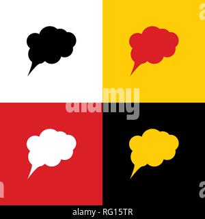 Speach bubble sign illustration. Vector. Icons of german flag on corresponding colors as background. Stock Vector