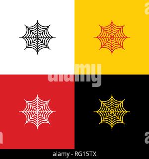 Spider on web illustration. Vector. Icons of german flag on corresponding colors as background. Stock Vector