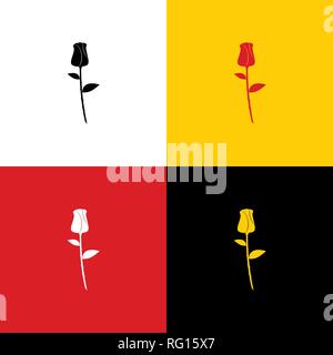 Rose sign illustration. Vector. Icons of german flag on corresponding colors as background. Stock Vector
