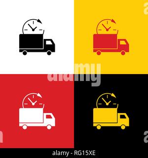 Delivery sign illustration. Vector. Icons of german flag on corresponding colors as background. Stock Vector