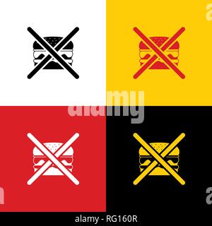 No burger sign. Vector. Icons of german flag on corresponding colors as background. Stock Vector