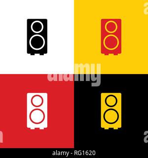 Speaker sign illustration. Vector. Icons of german flag on corresponding colors as background. Stock Vector