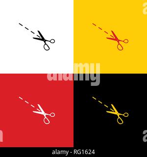 Scissors sign illustration. Vector. Icons of german flag on corresponding colors as background. Stock Vector