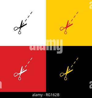 Scissors sign illustration. Vector. Icons of german flag on corresponding colors as background. Stock Vector